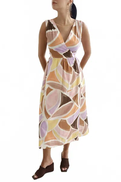Setre Faux Wrap Geometric Midi Dress In Print In Multi