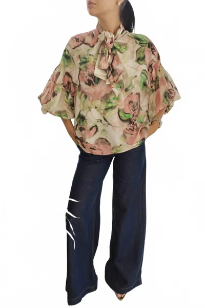 Setre Floral Print Tie Neck Blouse