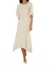 Setre Flowy Dress With Waist Detail In Floral Print In Neutral