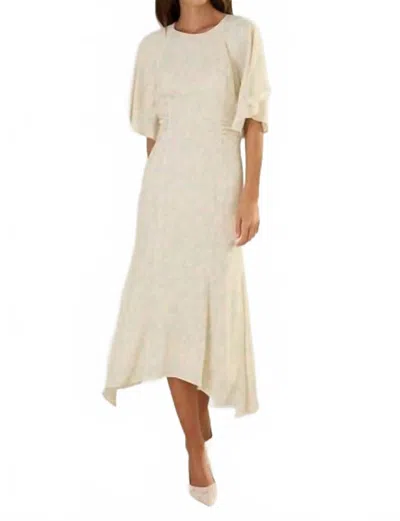 Setre Flowy Dress With Waist Detail In Floral Print In Neutral