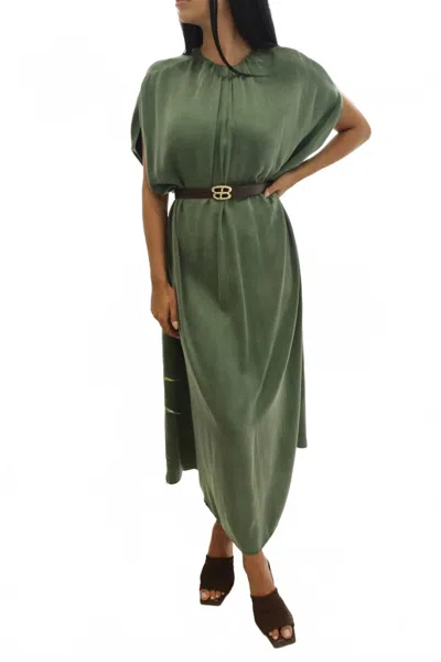 Setre Gathered Neck Maxi Dress In Green