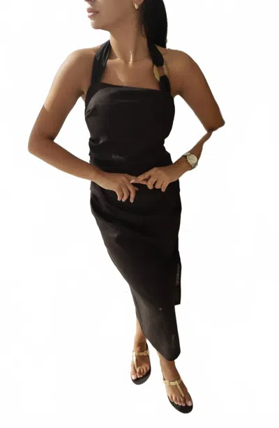 Setre Halter Neck Sheath Dress In Black