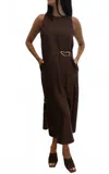 Setre Midi Dress With Gold Trim In Brown