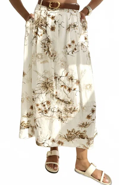 Setre Pleated Maxi Skirt In Floral Print