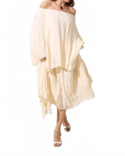 Setre Relaxed Cut Blouse And Midi Asymmetrical Skirt Set In Ecru