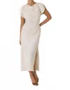 Setre Side Gather Detailed Waist Fitted Full Form Dress In Cream In Neutral