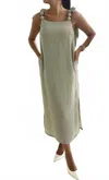 Setre Square Neck Shift Dress In Olive In Green