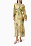 Setre V-neck Midi Dress In Print In Yellow