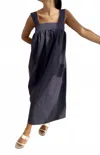 Setre Wide Straps Shift Maxi Dress In Navy In Blue