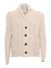 Sette Fili Cashmere Braided Cardigan In Beige