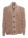 Sette Fili Cashmere Braided Cardigan In Brown