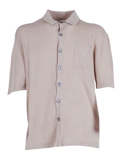 Sette Fili Cashmere Camicia M/manica Con Taschino In Sand