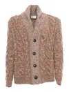 Sette Fili Cashmere Braided Cardigan In Brown