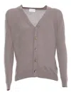 Sette Fili Cashmere Brown Bouclé Cardigan In Multicolor