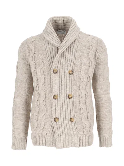 Sette Fili Cashmere Double-breasted Cable-knit Button Cardigan In Neutral
