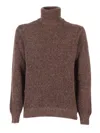 Sette Fili Cashmere Finely Knit Turtleneck Sweater With Soft Texture In Brown