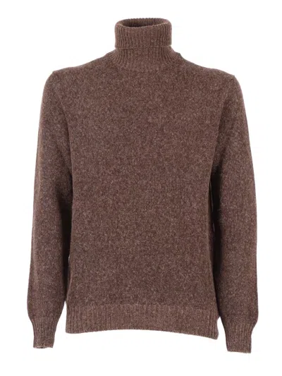 Sette Fili Cashmere Finely Knit Turtleneck Sweater With Soft Texture In Brown