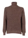 Sette Fili Cashmere Finely Knit Turtleneck Sweater With Soft Texture In Brown