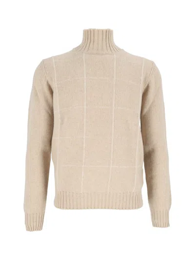 Sette Fili Cashmere Men's Vulcano Intarsia Sweater In Neutral
