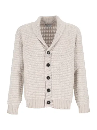 Sette Fili Cashmere Shawl-collar Knit Cardigan In Neutral