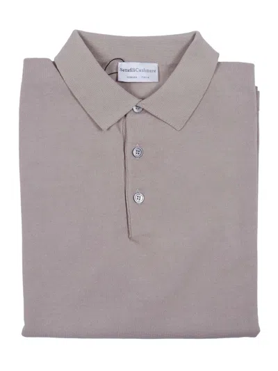 Sette Fili Cashmere Short Sleeve Tubular Hem Polo Shirt In Gray