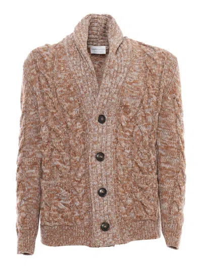 Settefili Cashmere Braided Cardigan In Brown