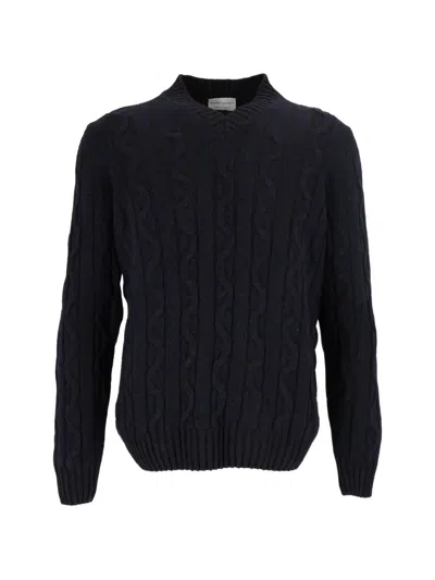 Settefili Cashmere Cable-knit V-neck Sweater In Black
