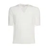 Settefili Cashmere Mezza Manica Girocollo High Gauge T-shirt In White