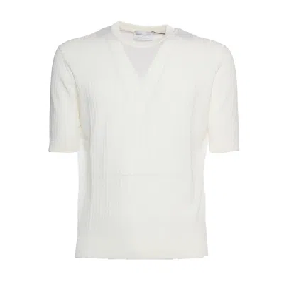 Settefili Cashmere Mezza Manica Girocollo High Gauge T-shirt In White