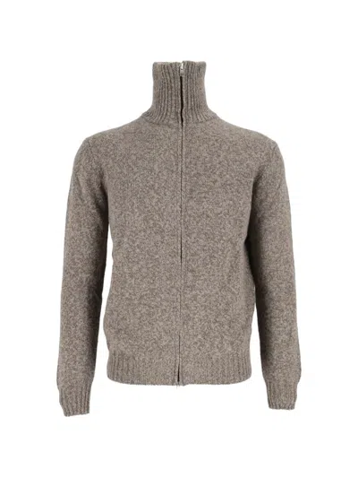 Settefili Cashmere Ribbed High-neck Cardigan In Neutral