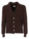 Settefili Cashmere Shawl-collar Cardigan In Brown