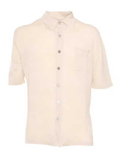 Settefili Cashmere Short Sleeve Shirt With Pocket In White