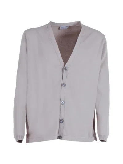 Settefili Cashmere Side-slit V-neck Cardigan In Gray