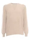 Settefili Cashmere Vanis Round Neck Sweater In Beige