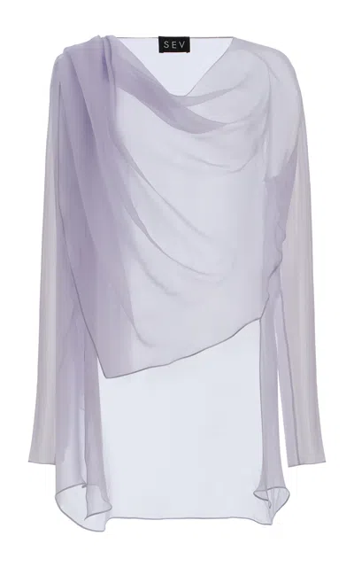 Sev Asymetric Silk Voile Top In Purple