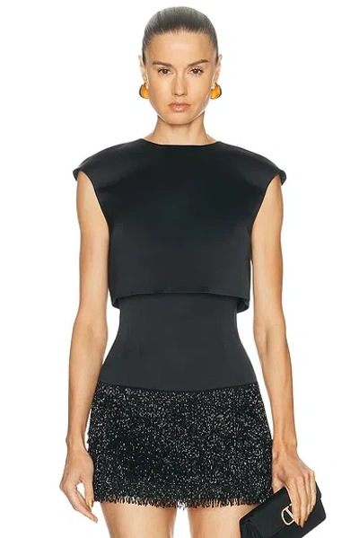 Sev Berthe Doble Satin Top In Black