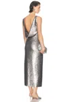 Sev Draped Back Midi Dress In Silver