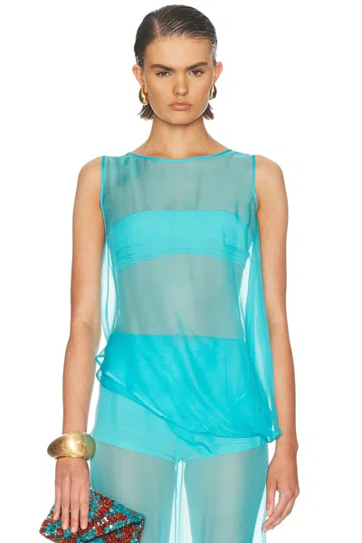 Sev Draped Blouse In Blue