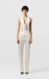 Sev Draped Halter Satin Top In Ivory
