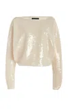 Sev Draped Off-the-shoulder Sequined Top In Ivory