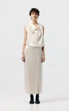 Sev Draped Satin Dress In Ivory