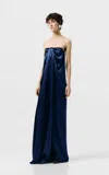 Sev Kris Strapless Satin Dress In Blue