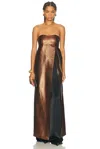 Sev Strapless Jacquard Open Dress In Animal Print