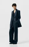 Sev Oversized Classic Lapel Wool Jacket In Navy