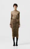 Sev Ruched Knit Midi Skirt In Nude