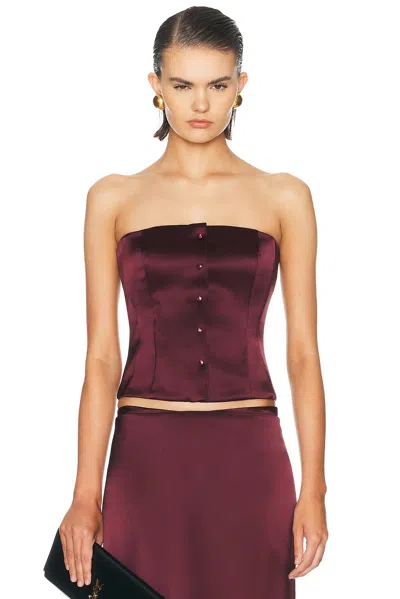 Sev Satin Corset Top In Burgundy