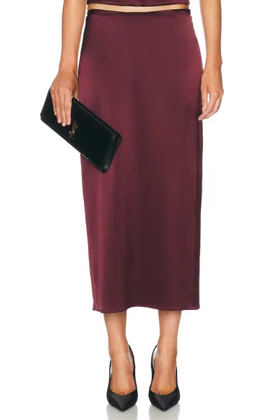 Sev Satin Straight Skirt In Burgundy
