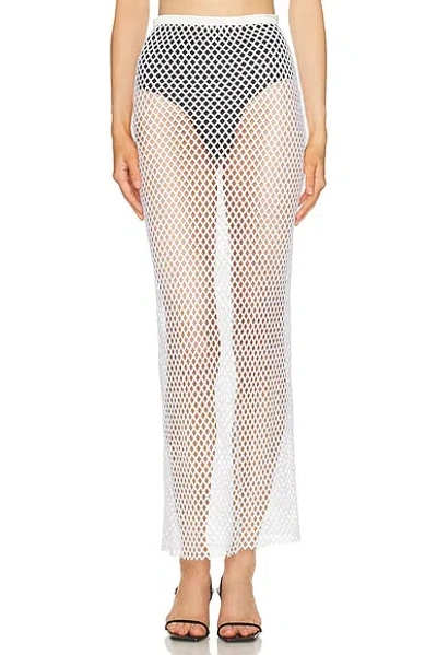 Sev Sequin Mesh Skirt In White
