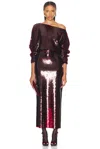 Sev Sequin Midi Dress In Burgundy