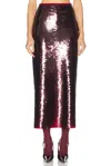Sev Sequin Midi Skirt In Burgundy